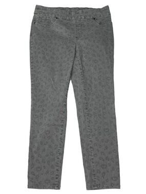 Chico's Pull On Jegging Ankle Womens 1.5R 10 Gray Leopard Print Stretch Jeans